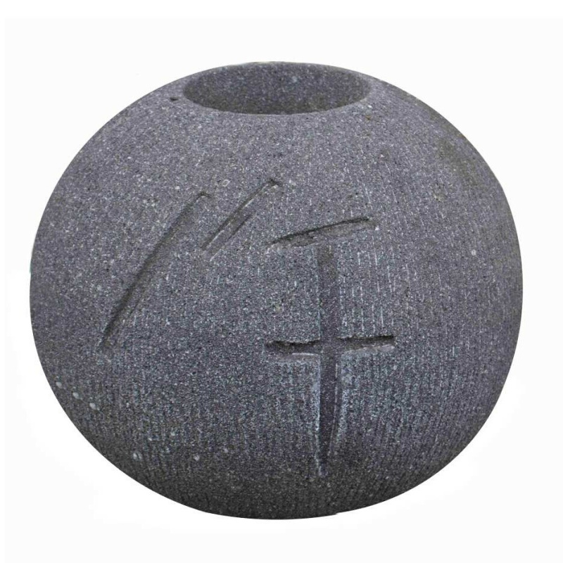 Tsukubai s čínskými znaky 35 cm - láva