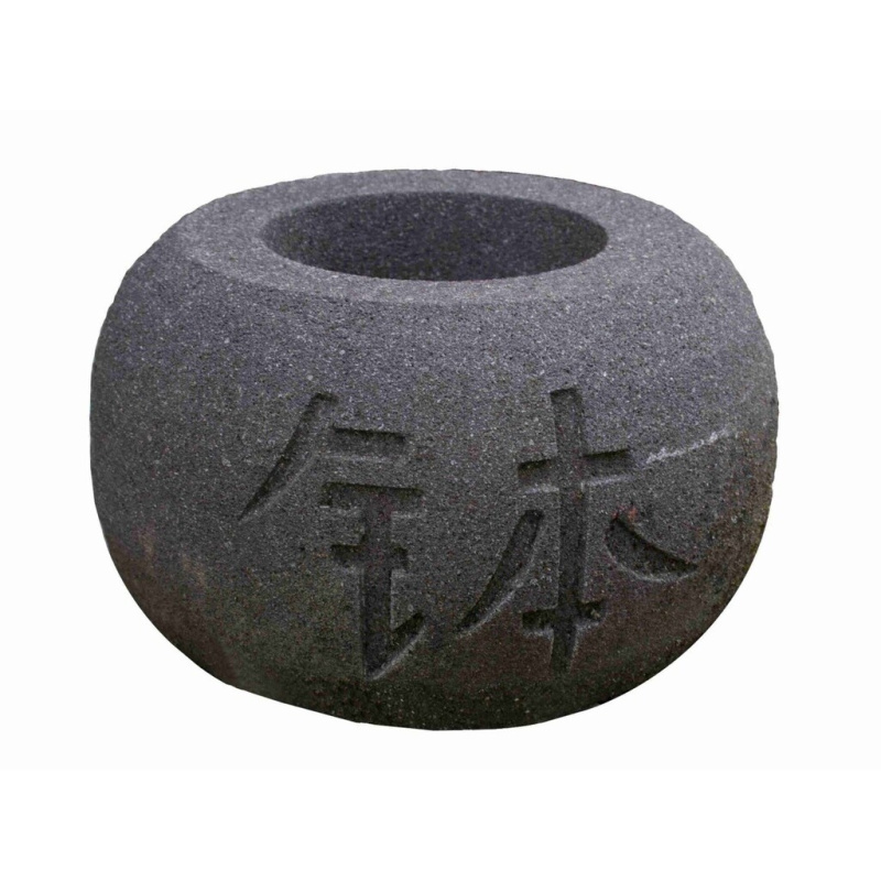 Tsukubai s čínskými znaky 30 cm - láva