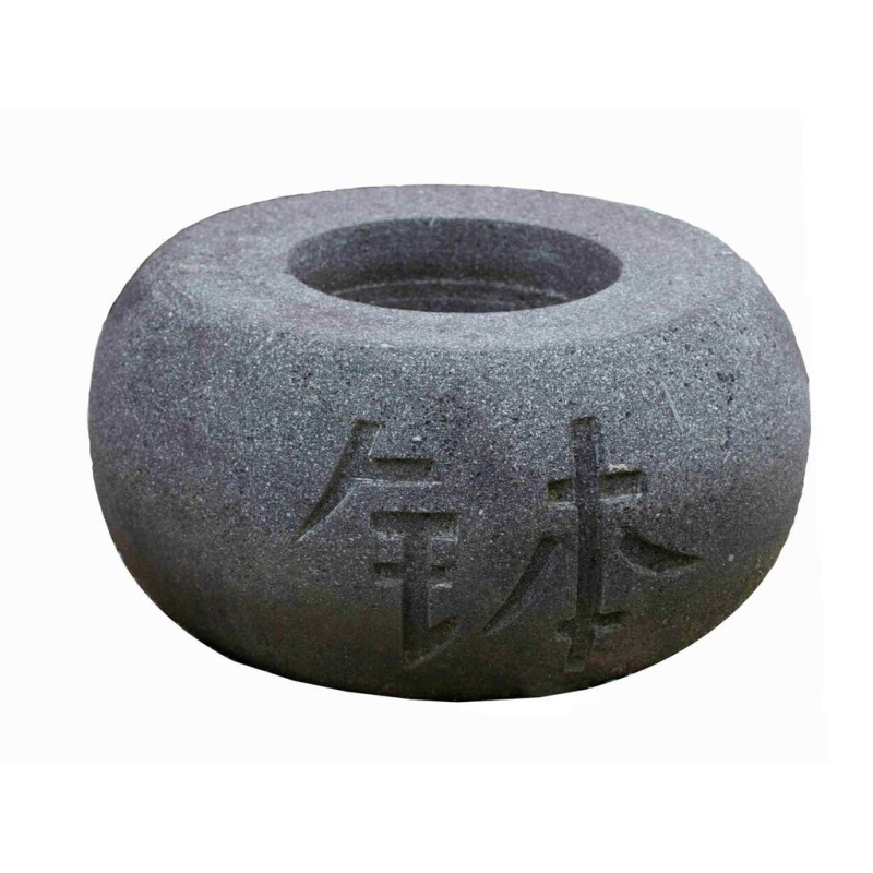 Tsukubai s čínskými znaky 40 cm - láva