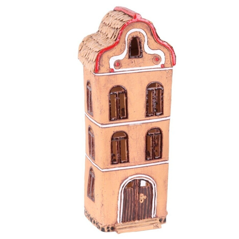 Keramický domek 49 cm - hnědá okna