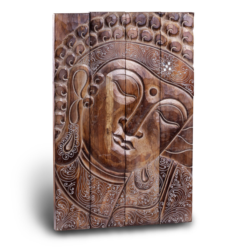 Buddha hnědý obraz 58 cm - dřevořezba