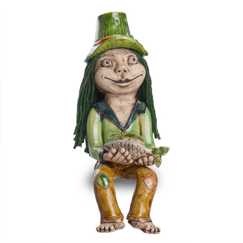 Keramický vodník s rybou - 45 cm