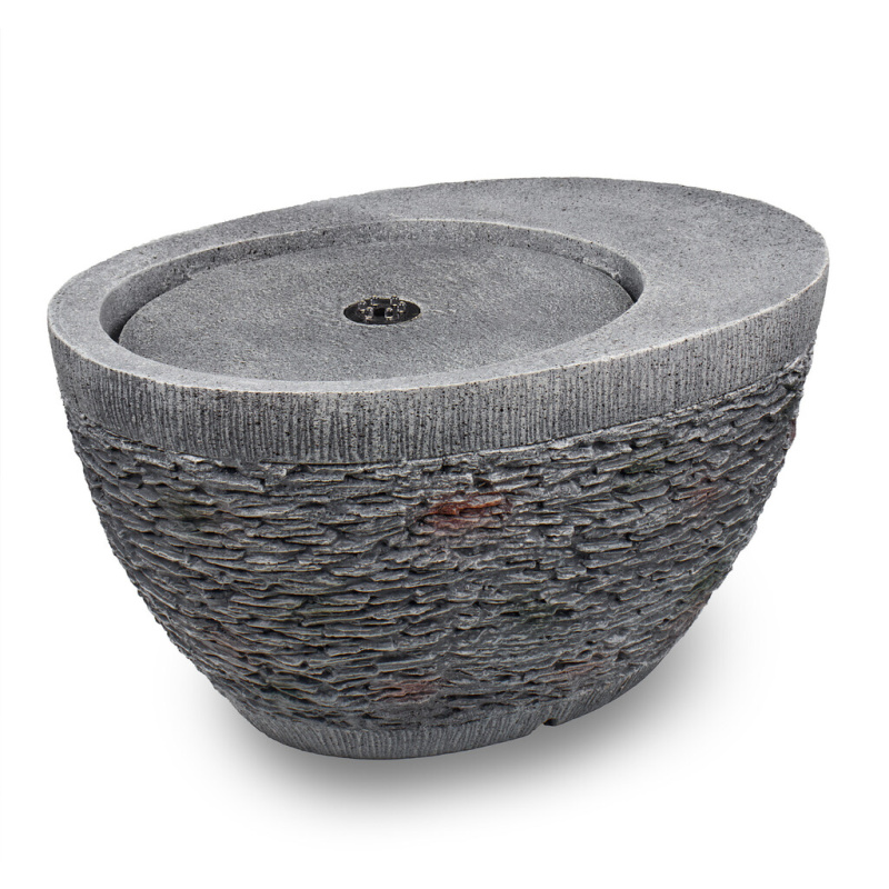 Zahradní solární fontána Stone Bowl 26 cm s LED osvětlením a baterií