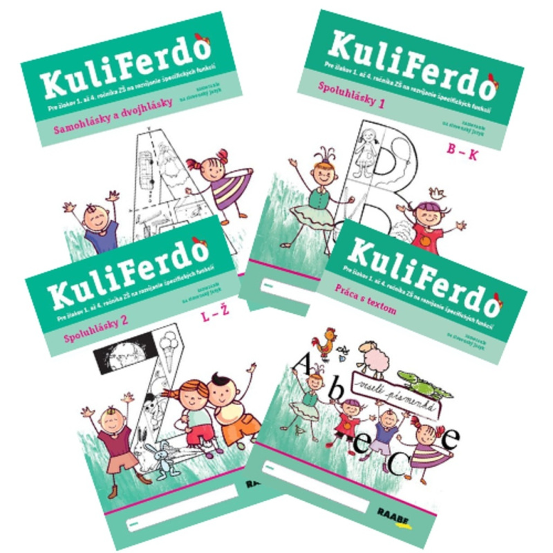 Kuliferdo - Vývinové poruchy učenia - Písmenká (Súbor 4 pracovných zošitov) - kniha z kategorie 1. stupeň