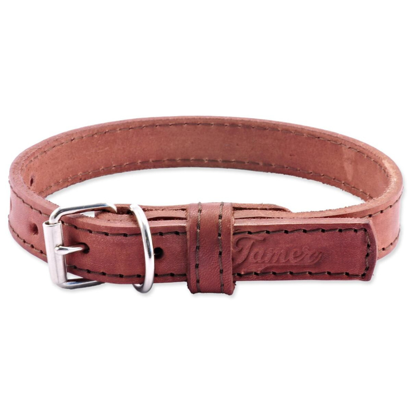 Kožený obojek Tamer šíře 1,9 cm, délka 40 cm, hnědý