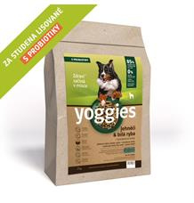 Yoggies, Jehnečí a bílá ryba, granule lisované za studena  20 kg + Fit kostičky Yoggies pro psy 2x47g