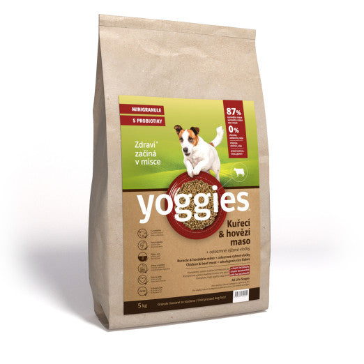 MINIGRANULE Yoggies, kuřecí a hovězí maso, granule lisované za studena 5 kg