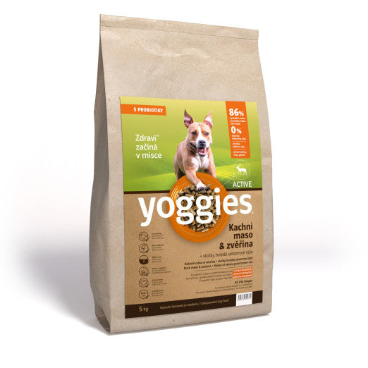 Yoggies Active kachna a zvěřina, granule lisované za studena  5 kg