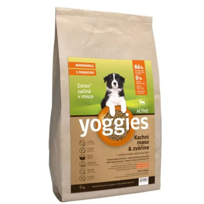 MINIGRANULE Yoggies Active, kachna a zvěřina, granule lisované za studena 5 kg