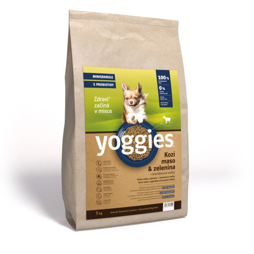 Yoggies Hypoalergenní MINIGRANULE pro psy s kozím masem, lisované za studena 5 kg