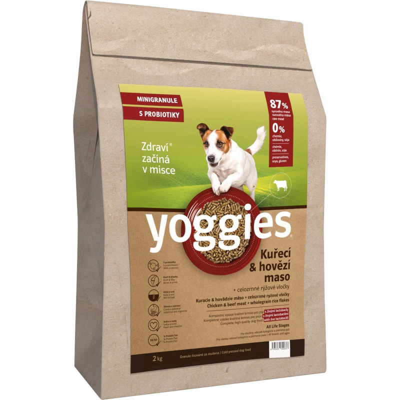 MINIGRANULE Yoggies, kuřecí a hovězí maso, granule lisované za studena 2 kg