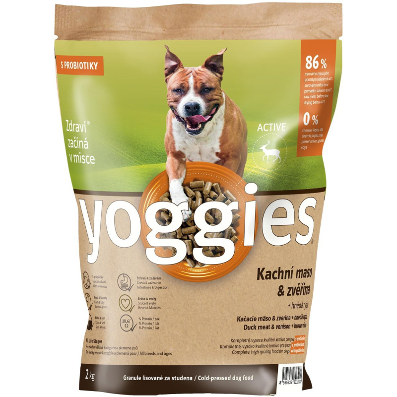 Yoggies Active kachna a zvěřina, granule lisované za studena