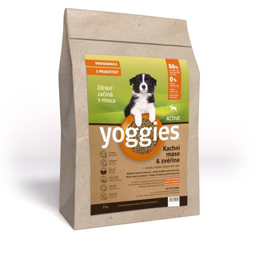 MINIGRANULE Yoggies Active, kachna a zvěřina, granule lisované za studena 2 kg