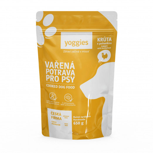 Yoggies Vařená potrava pro psy – krůtí maso s pohankou a kloubní výživou