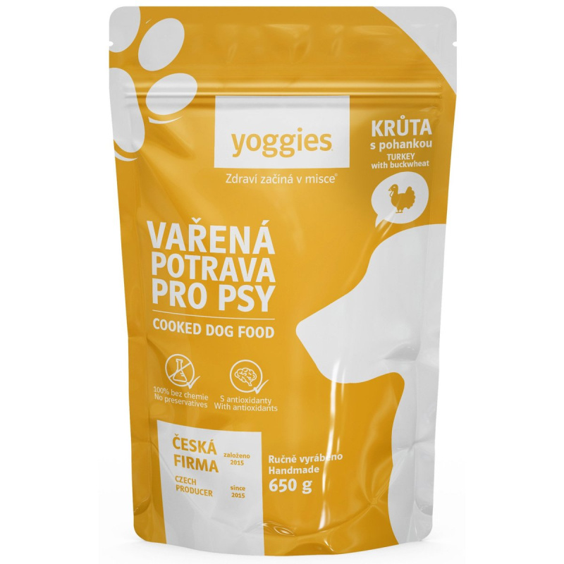 Yoggies Vařená potrava pro psy – krůtí maso s pohankou a kloubní výživou