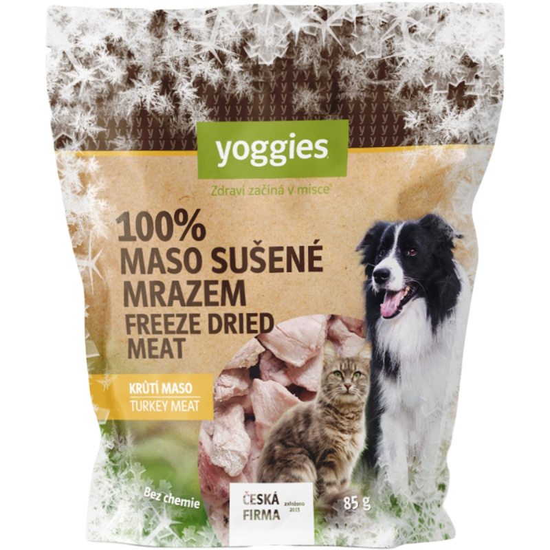 Yoggies Mrazem sušené (Lyofilizované) krůtí maso pro psy a kočky