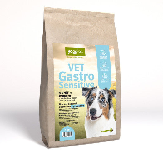 Yoggies VET Gastro Sensitive krůtí maso a probiotika – granule pro psy