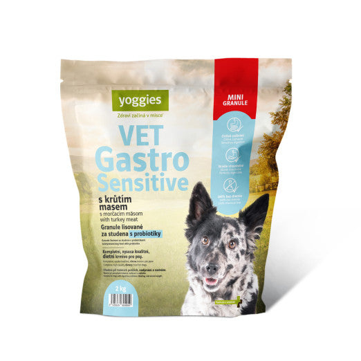 2 kg Yoggies VET Gastro Sensitive s krůtím masem, MINIgranule lisované za studena s probiotiky