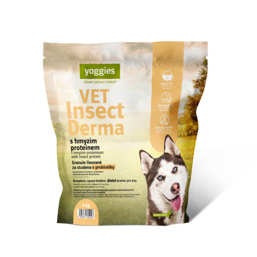 2 kg Yoggies VET Insect Derma s hmyzím proteinem, granule lisované za studena s probiotiky