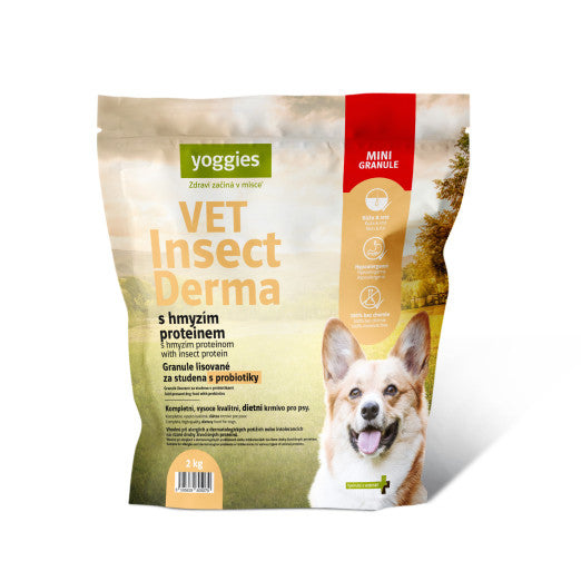 2 kg Yoggies VET Insect Derma s hmyzím proteinem, MINIgranule lisované za studena s probiotiky