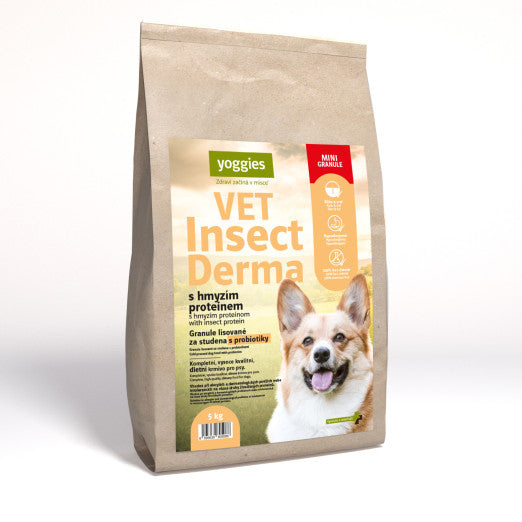Yoggies VET Insect Derma hmyzí protein a probiotika – minigranule pro psy