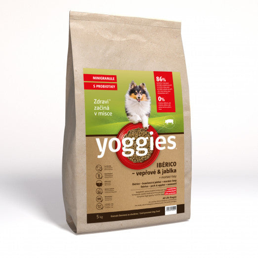 Yoggies MINIGRANULE Ibérico vepřové maso s jablky lisované za studena s probiotiky 5 kg