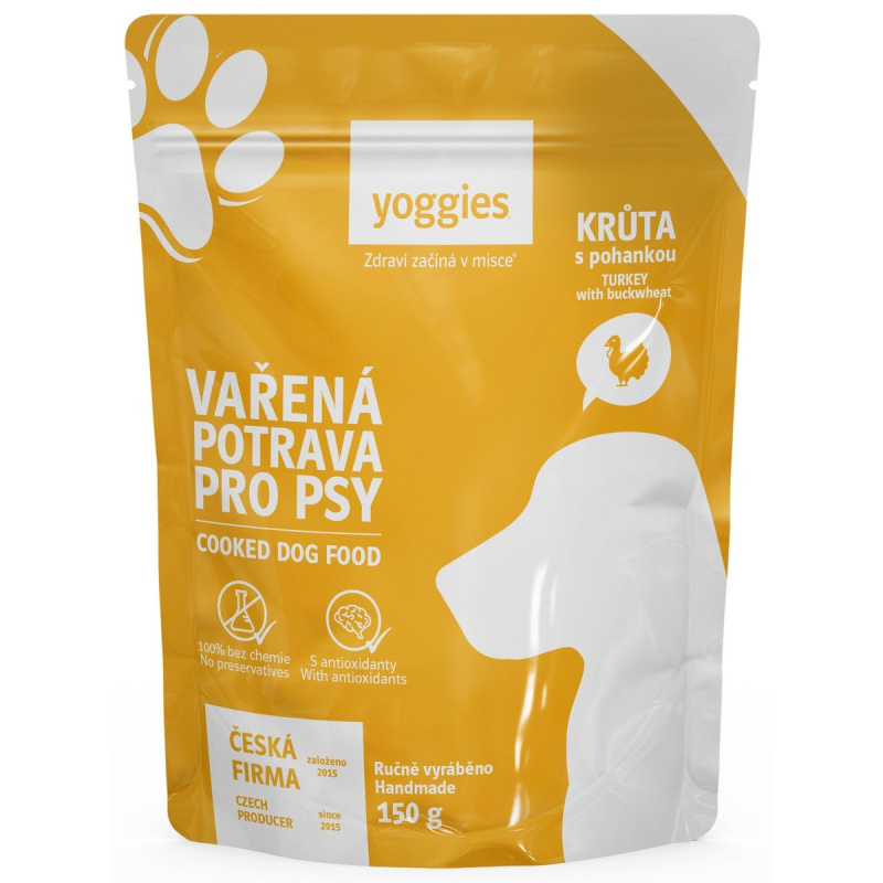 Yoggies Vařená potrava pro psy – krůtí maso s pohankou a kloubní výživou