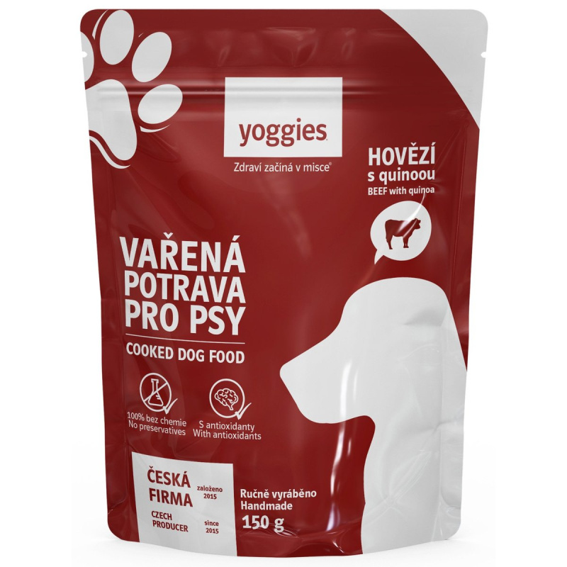 Yoggies Vařená potrava pro psy – hovězí maso s quinoou a kloubní výživou