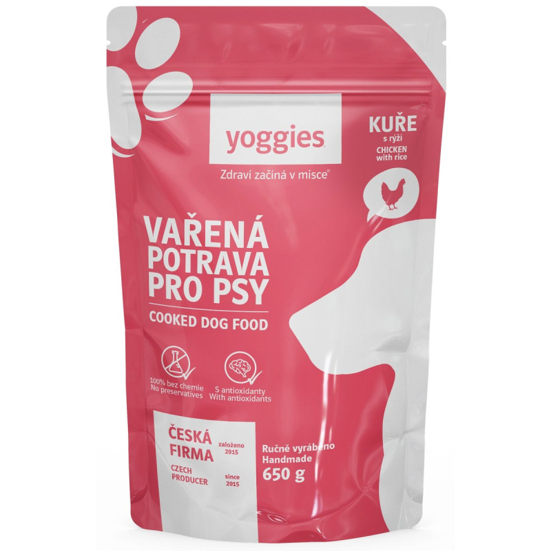Yoggies Vařená potrava pro psy – kuřecí maso s rýží