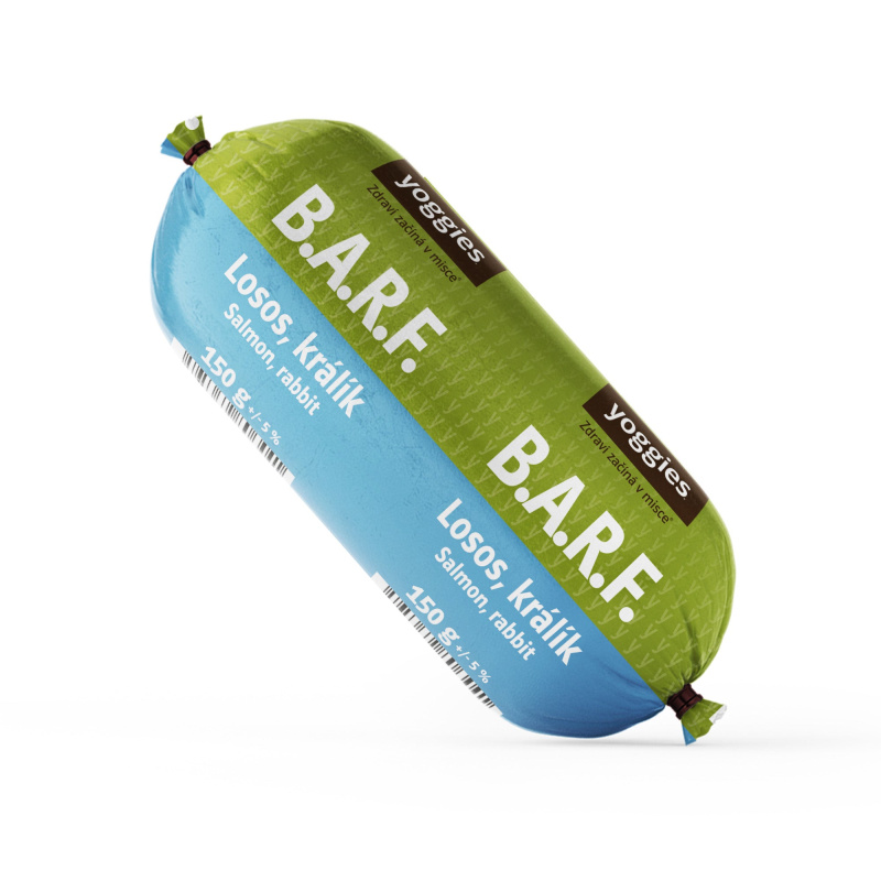 1800 g (12x150 g) Yoggies B.A.R.F. Losos a králík s probiotiky