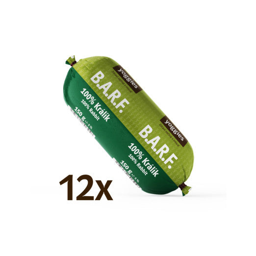 1800 g (12x150g) Yoggies B.A.R.F. 100% králík s probiotiky