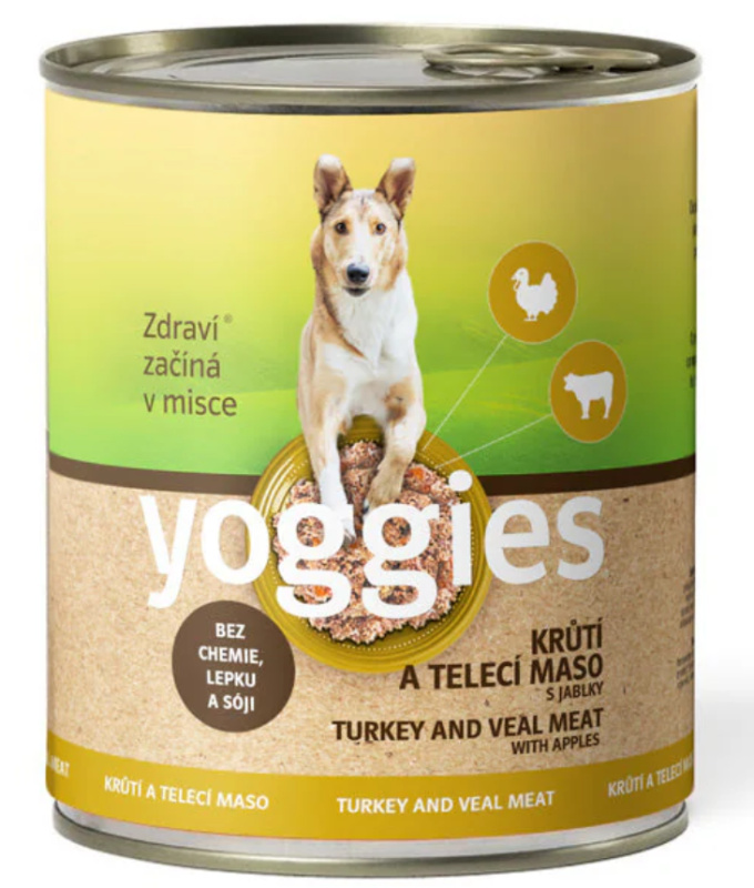 800 g Yoggies konzerva Krůtí a Telecí maso s jablky
