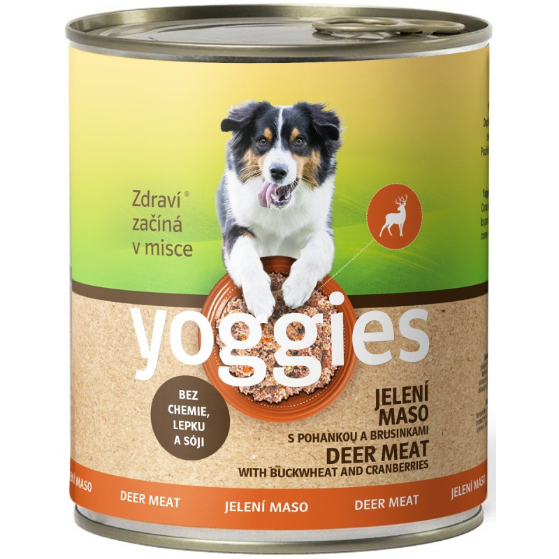 Yoggies Jelení konzerva s pohankou a brusinkami pro psy