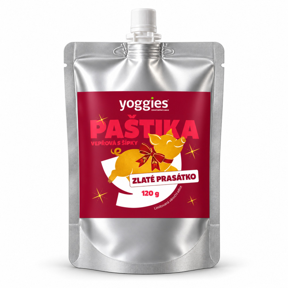 Yoggies Zlaté prasátko vánoční vepřová paštika se šípky, 120 g