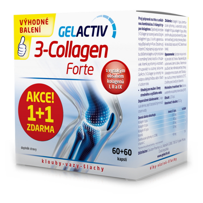 SALUTEM GelActiv 3-Collagen Forte 60 + 60 kapslí ZDARMA