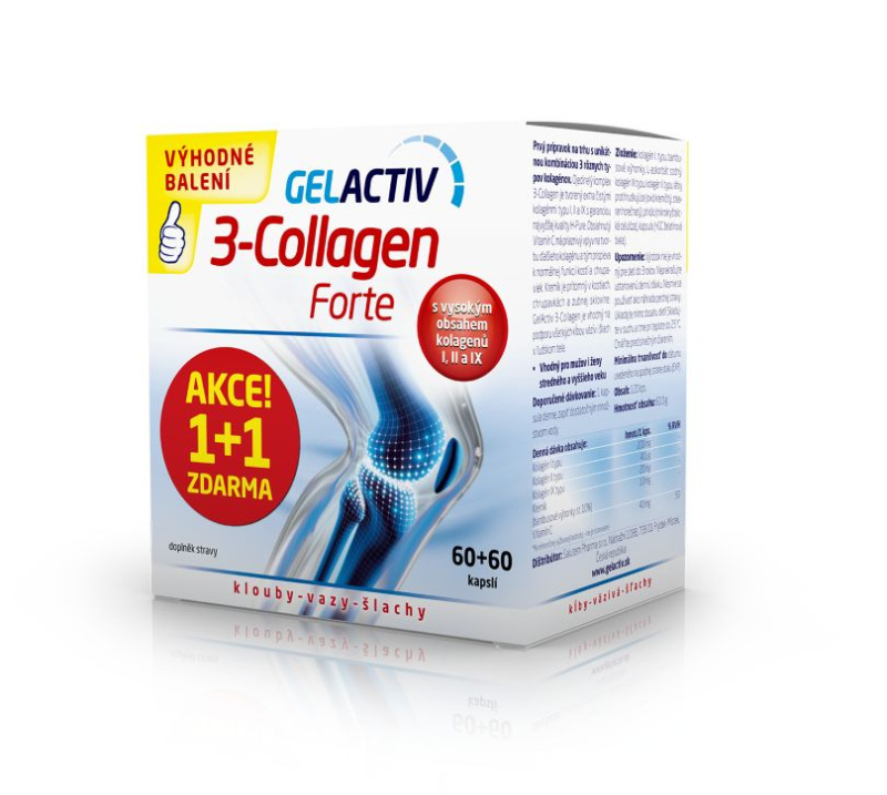 SALUTEM GelActiv 3-Collagen Forte 60 + 60 kapslí ZDARMA