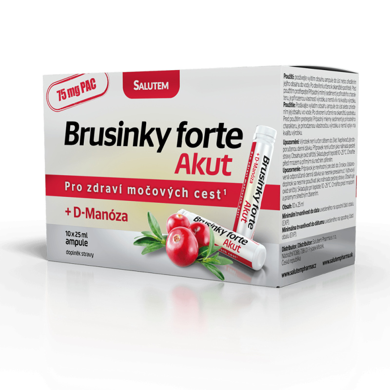 SALUTEM Brusinky forte akut + D-Manóza 10 ampulí