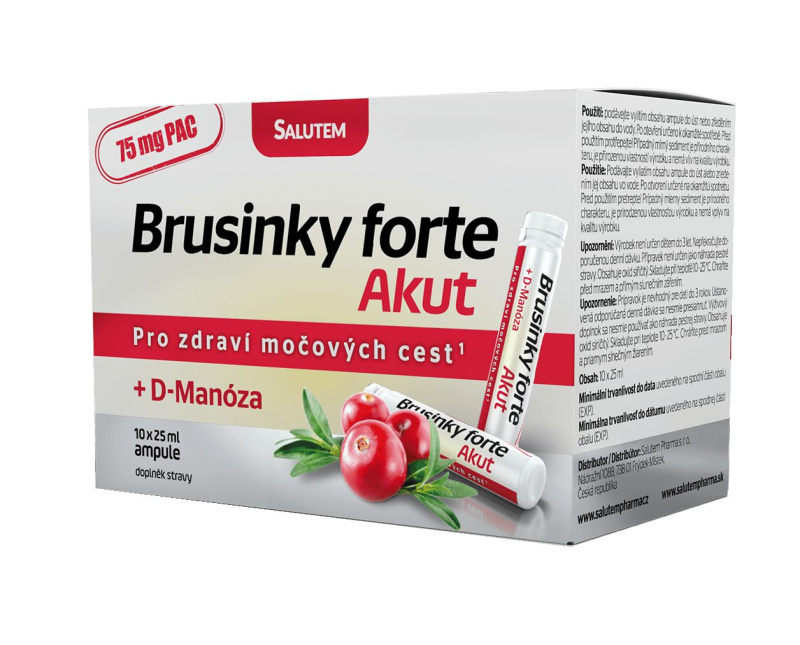 SALUTEM Brusinky forte akut + D-Manóza 10 ampulí