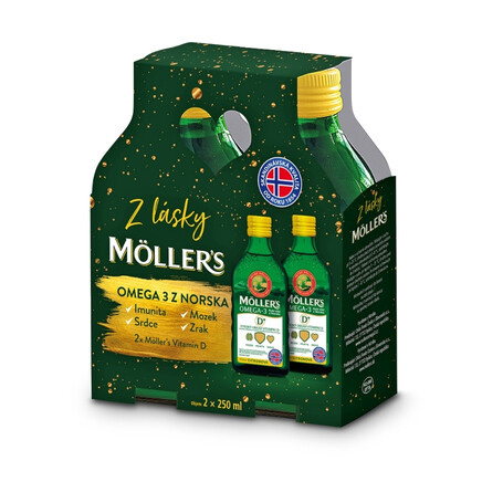 Mollers Omega 3 D+ dárkové balení 2x 250ml