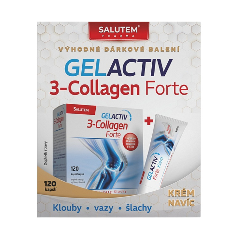 GELACTIV 3-Collagen Forte 120 kapslí + krém forte ml Dárkové balení