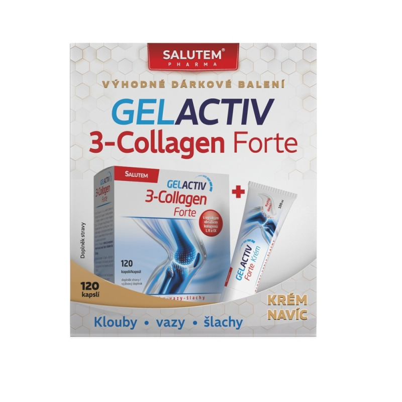 GELACTIV 3-Collagen Forte 120 kapslí + krém forte ml Dárkové balení