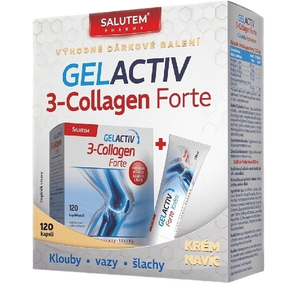 GELACTIV 3-Collagen Forte 120 kapslí + krém forte ml Dárkové balení