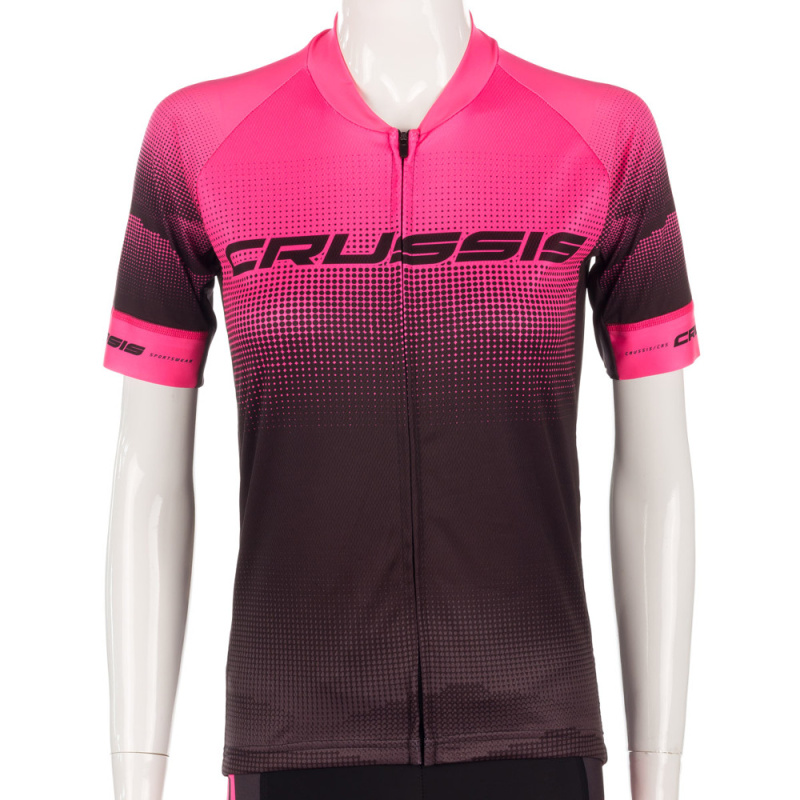 Dámský cyklistický dres s krátkým rukávem Crussis CSW-057 černo-růžová M