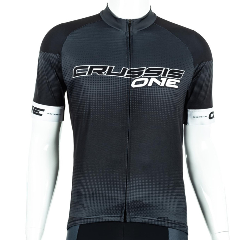 Cyklistický dres s krátkým rukávem Crussis ONE CSW-058 černá/bílá M