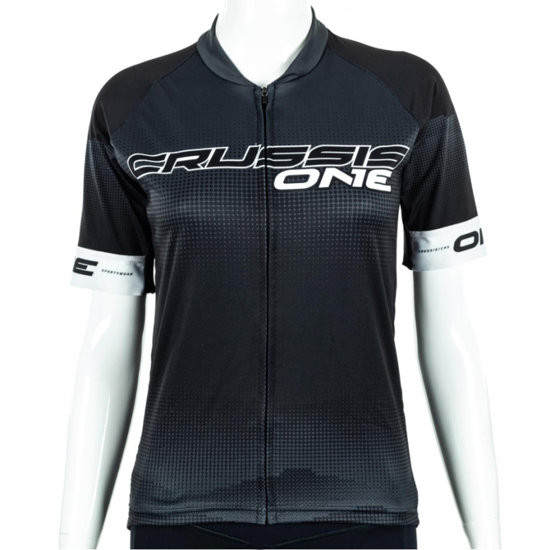 Dámský cyklistický dres s krátkým rukávem Crussis ONE CSW-059 černá/bílá L