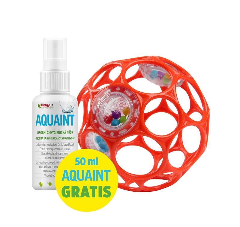 Oball chrastící míček 10 cm oranžový + čisticí voda Aquaint 50 ml
