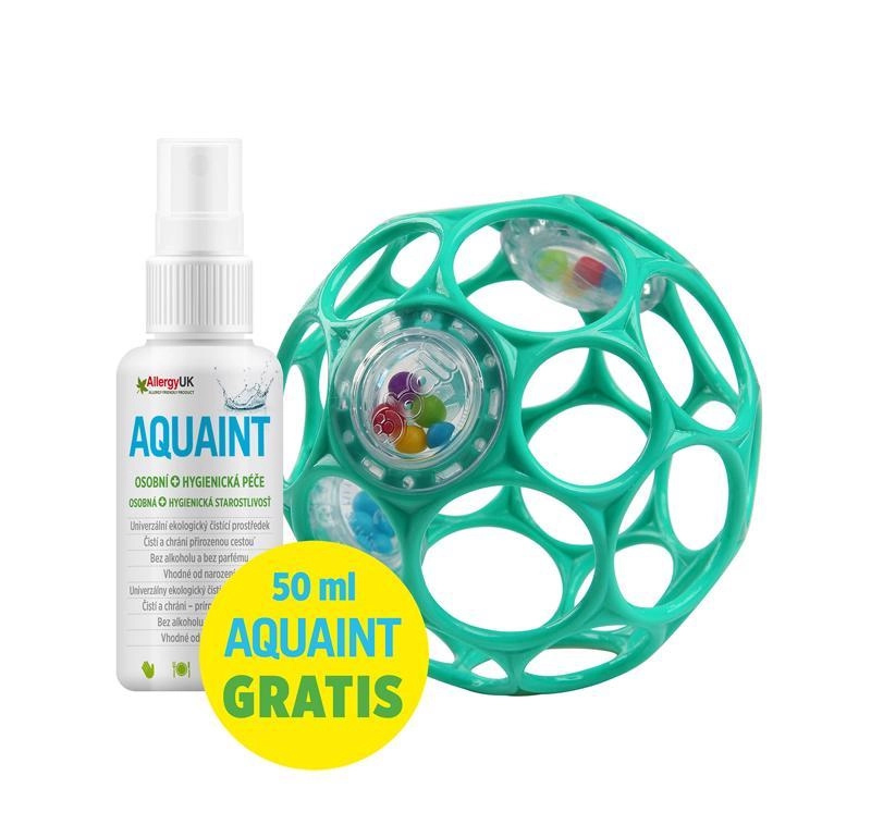OBALL chrastítko Rattle 10 cm (tmavě tyrkysové) + čisticí voda AQUAINT 50 ml