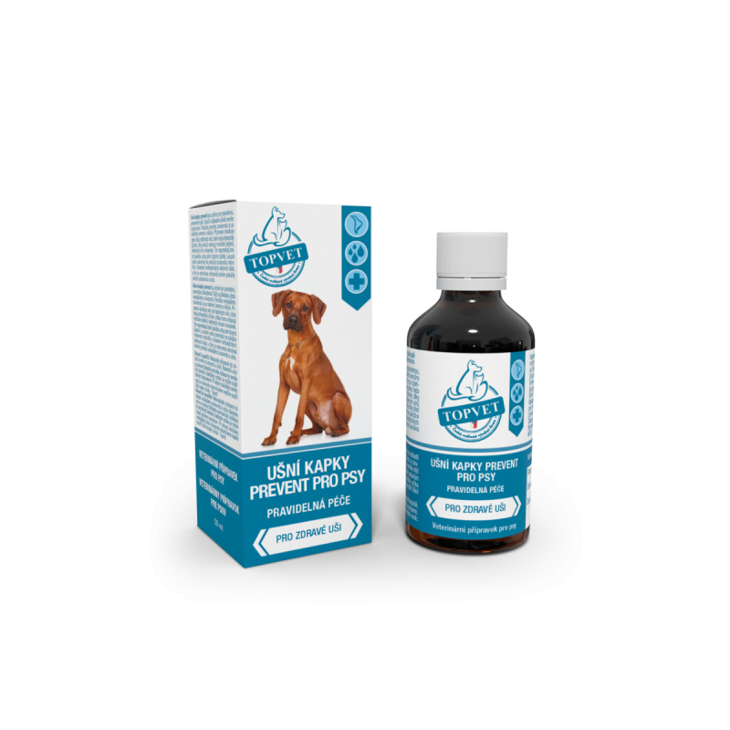 Ušní kapky Prevent pro psy TOPVET 50 ml