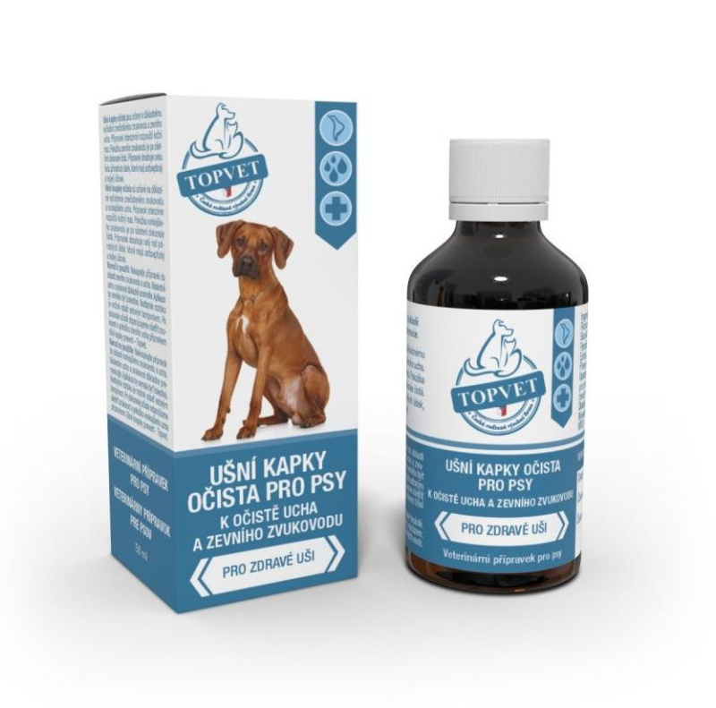 Ušní kapky očista pro psy TOPVET 50ml