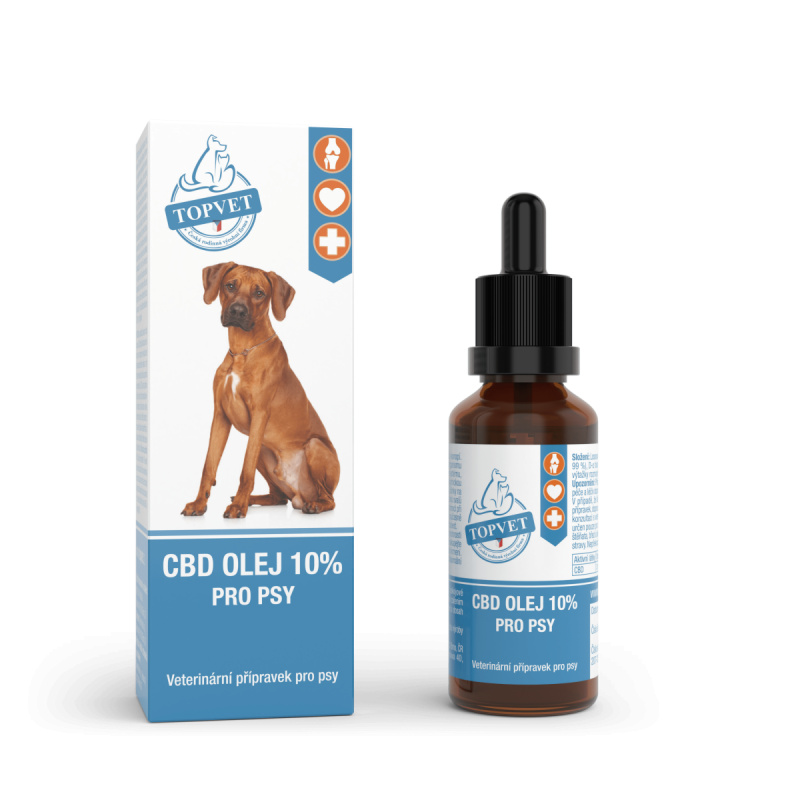 TOPVET CBD olej 10% pro psy 10 ml